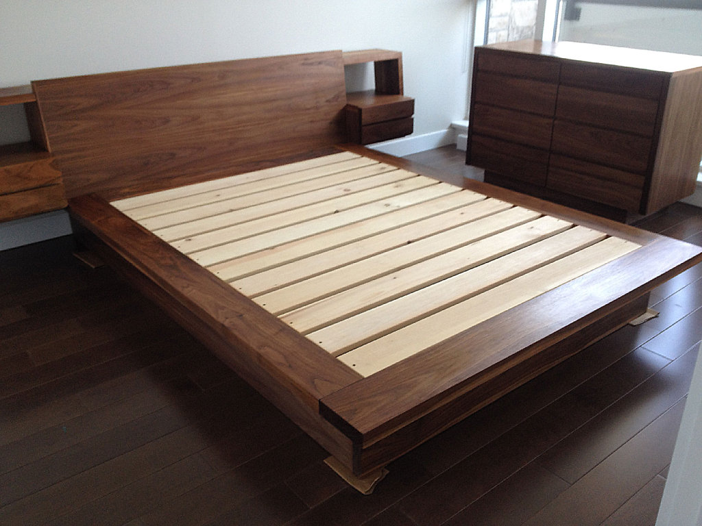 walnut platform bed